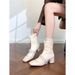 Sheepskin Version ~ Small Fragrance Style Celebrity Temperament Rivet Thick Heel Boots Back Zipper Versatile Square Toe Elastic Skinny Boots For Women_vogvips.com