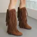 Womens Fringe Winter Western Round Toe Flats Suede Solid Cool Internal Elevation Boots Dressy Daily Shoes 240911_vogvips.com