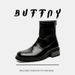 Retro Tooling Boots Square Head Thick Sole Heightened Rear Zipper Thick Heel Thin Boots Short Boots_vogvips.com