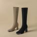 Black Pointed Toe Chunky Over-the-Knee Long For Women 2025 Winter Autumn New Style High Heel Side Zipper Riding Boots_vogvips.com