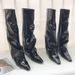 Pointed-Toe High-Cuff Over-The-Knee Boots Matte Black Chunky Heel Stretch Fit Long Boots Fashion Knee-High Boots Patent Leather Pointed Toe Black_vogvips.com