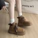Platform Lace-up Martin For Women 2025 Autumn New Fashion Workwear Yellow Melad Short Boots_vogvips.com