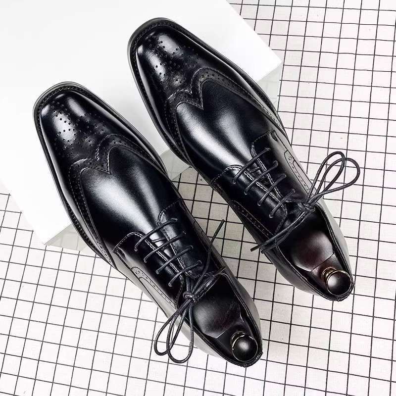 Euro Step Summer Men's Brogue Floral Leather Casual British Korean Style Youth Business Oxford Groom Wedding Shoes_vogvips.com