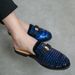 Fashion Summer Slipper Rhinestone Men's Shoes Nightclub Trendy Shoes Half Drag Loafer Men's Leather Slip On Breathable Casual Moccasins_vogvips.com