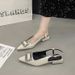Slimming Stylish Versatile Top Quality Pointed-Toe Square-Buckle Low-Heel Closed-Toe Sandals For Women, New Spring/Summer Model With_vogvips.com