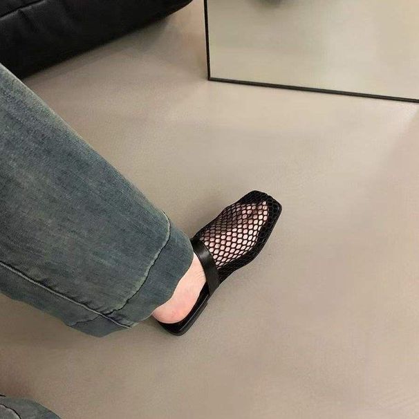 Hollow-out Niche Slippers 2025 New Model Flat Breathable Woven Fashion Closed-toe European And American Summer Sandals_vogvips.com