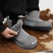 Men's Shoes Winter New Gray Open Smile Snow Boots Men And Women Plus Velvet Thickening Warm Northeast Cotton Boots Couple Shoes_vogvips.com