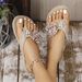 Women’s Shoes Women's Small Diamond Flower Straw Woven Outdoor Summer Beach Shoes Non Slip Thick Bottom Flat Heel Sandals_vogvips.com