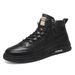Spring New Breathable And Anti Slip High Top Chef Men's Fashion Versatile Black Leather Casual Shoes, Board Shoes_vogvips.com