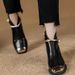 Women's Square Toe Metallic Pearl mid Heel Fashion Boots Autumn Retro Chunky Heel British Style Martin Boots_vogvips.com