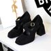 9613-8 Style Women's Shoes Thick High Heels, Waterproof Platform, Shallow Mouth, Square Toe, Cross With Suede Leopard_vogvips.com