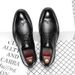 Euro Step Leather British Brogue Carved Business Formal Casual Men's Breathable Black Wedding Shoes 18567-G_vogvips.com