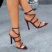 Women's Multi-line With Crossed Ankle Strap Pointed High Heeled Sandals Party Burgundy Heels_vogvips.com