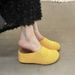 Women's Casual Woven Slippers Hidden Height Increase 7cm Thick Soled Birken Sandals Hollow out Closed Toe Spring Summer_vogvips.com
