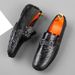 Handmade Loafers Men's Foot Cover Embossed Leather Casual Leather Shoes Crocodile Pattern Beanie Shoes_vogvips.com