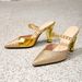 Women's Shoes Gold High Heeled Sandals Party Shoes Special Shaped Heels Chain Decoration Pointed Toe Color Matching Simple High HeelsGolden Shoes_vogvips.com