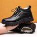 TerraStride Winter Warm With Fleece, High Waist Shoes, Thickened Snow Boots, Men's PU Business Cotton Leather Shoes_vogvips.com