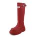 Soft Leather Version~Red Rain For Women 2025 Autumn New Round Toe Thick Sole High Tube Riding Over-the-Knee Long Boots_vogvips.com