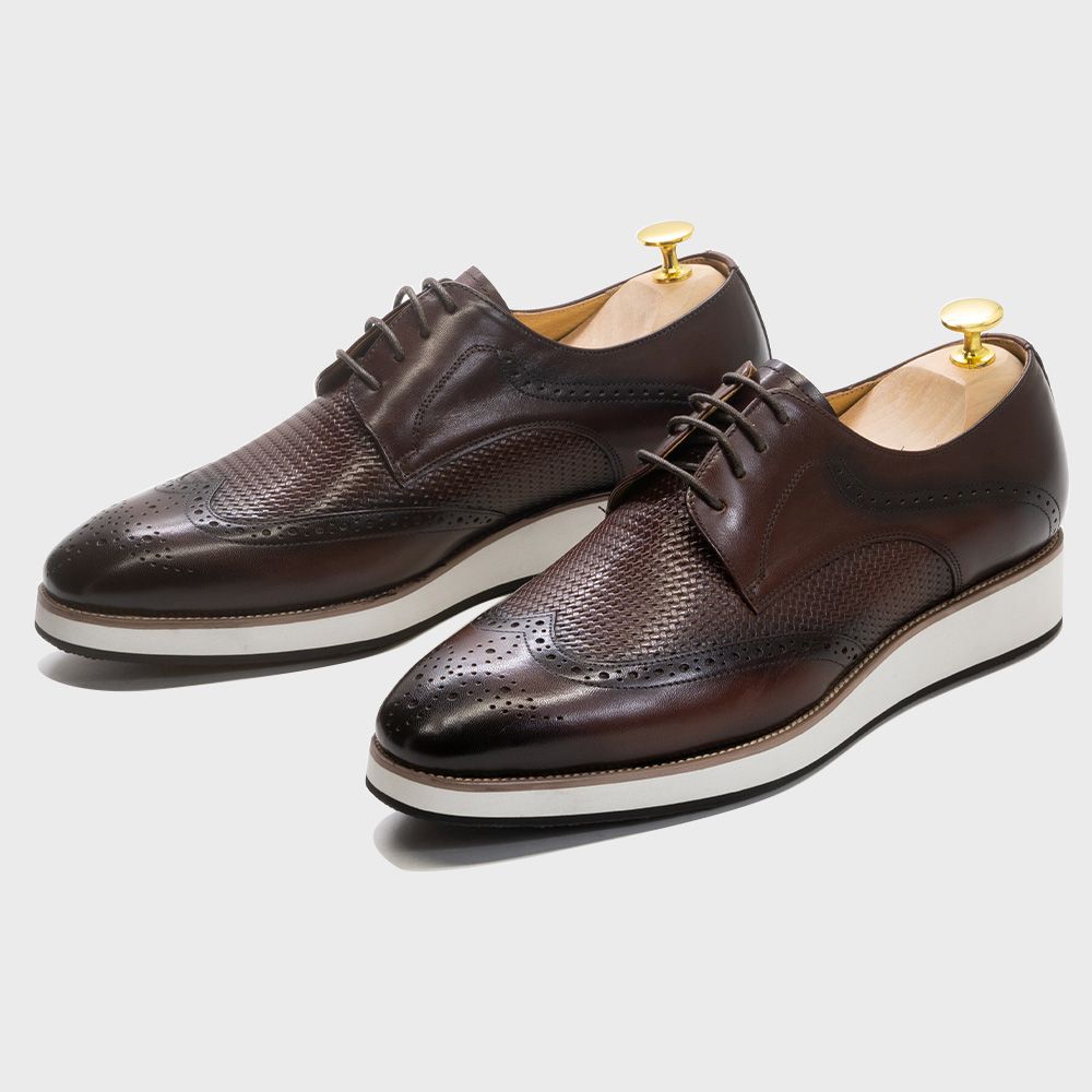 Classic Wingtip Brogue Mens Derby Shoes Genuine Leather Lace-Up Casual Business Office Luxury Brand Man Shoes Oxfords Sneakers_vogvips.com