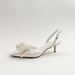 Women's French Style Satin Wedding Shoes High Heels Stiletto Bridesmaids Plus Size White Bow Adorned Main Dress_vogvips.com