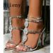 Hlieny Sexy Design Crystal Pointed Toe Women Sandals Summer Chain Buckle Strap Female Pumps Party Prom Thin High Heels_vogvips.com