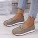 Cross Border Foreign Trade Plus Size Women S Flats Autumn New Metal Chain Flat Thick Sole Casual Loafers Wholesale_vogvips.com