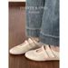 Cowhide Edition~Velcro Casual Sports Shoes For Women, Versatile Ballet Style, Mary Jane Genuine Leather, Red Flat Single_vogvips.com