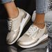 Large Size Women's Casual Sports Shoes Thick Sole Lace-Up Fashion Single Shoe Synthetic Upper_vogvips.com