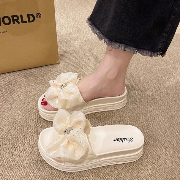 2025 Outdoor Wear Sandals Summer High-End Bowknot Fashion Versatile Platform Heel One-Strap Thick-Soled Slippers For_vogvips.com