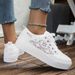 Women Fashion Summer Casual White Cutouts Lace Canvas Hollow Breathable Platform Flat Shoes Woman Sneakers_vogvips.com