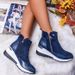 High-top Round Toe Ankle Winter Solid Color Hidden Wedge Side Zipper Martin Boots Plus Size Women's Shoes_vogvips.com