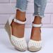 Women's Shoes Spring And Summer New Large Size Braided Rope Wedge Sandals_vogvips.com