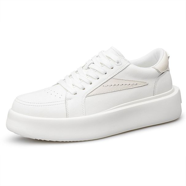 heightened Thickened Sole Leather Surface Inverted Triangle Low-top Men's Shoes Dark Wind Board Shoes High Street Sports Break_vogvips.com