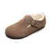 for Women Winter Fleece-Lined Thick-Soled Retro Slip-On Loafers Genuine Leather Round-Toe Soft Sole Furry_vogvips.com