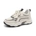 2023 Women's Trendy Chunky Casual Sports Shoes White Leather round Toe Fashionable Versatile Running Shoes for Dropshipping_vogvips.com