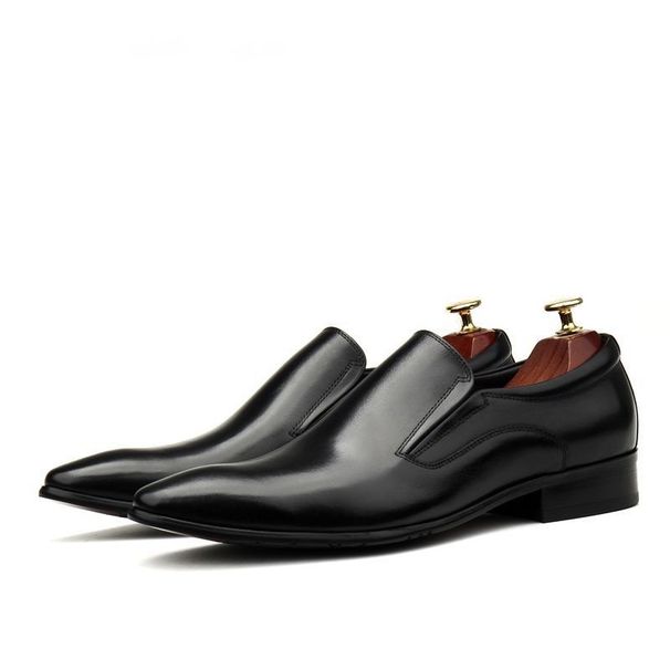 Men's European Style Pointed Toe Top Layer Cowhide Business Slip-On Formal British Genuine Leather Breathable Shoes_vogvips.com