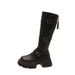 Trendy Black Over-the-Knee Slimming Thick-Soled For Women 2025 New Autumn Chunky Heel Short Boots_vogvips.com