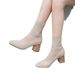 Autumn Winter Small 31 32 33 Knitted Short Square Toe Internet Celebrity Slim Boots Versatile Chunky Heel Large Size_vogvips.com