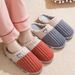 Bebealy Winter Plush Couple Cotton Slippers Confinement Soft Women Cotton Slippers Warm Non-slip Plush Home Men Cotton Slippers_vogvips.com
