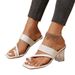 Women's Shoes Large Size Hollow High Heel Sandals For Women Summer New Fashion Toe Thick Heel Crystal Heel SandalsGolden Shoes_vogvips.com