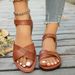 2026 Summer New Velcro Large Size Women's Shoes Fashion Wear Roman Flat Sandals_vogvips.com