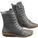 Women's Chunky Round-Toe Zip-Up Ankle Boots, Casual Mid-Calf Winter Boots With Side Zipper, Comfortable PU Leather Lace-Up Booties_vogvips.com