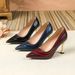 Women's Crocodile Embossed Patent Leather Stiletto Heel Pumps Pointed Toe Comfort Formal High Heels For Office Wedding Party Daily Wear_vogvips.com