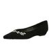 French Light Luxury Pointed Rhinestone Chain Decorative Single Shoes Suede Light Mouth Bevel Heel Low Heel Women's Single Shoes_vogvips.com