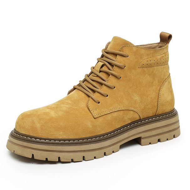 Blue Round Head High Top Medium Tube Thick Bottom Heightening Boots Martin Boots Men_vogvips.com