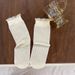 3 Pairs White Lace Thin Wooden Ear Edge Pile Spring Summer Socks Women's Ice Silk Sock_vogvips.com
