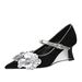 2905-H75 Wind Flower Color Blocked Metal Slope Suede One Word Strap Pointed Shallow Mouth High Heel Single Shoes_vogvips.com