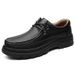 Men's Casual Round Head Soft Sole Non-slip Rubber Thick-soled Lace-up Leather Shoes_vogvips.com