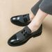 Euro Step Korean Style New British Business Casual Slip-On Brogue Formal Pointed Toe Men's Floral Leather Shoes_vogvips.com