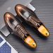 Euro Step First Layer Cowhide New Brogue Men's Business Formal Genuine Leather Crocodile Pattern Groom Wedding Shoes British Style_vogvips.com